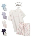 ジェラートピケ gelato pique 接触冷感 モチーフ4柄ワンポイントTシャツ&ショートパンツセット pwct252311 ジェラピケ ルームウェア 上下...