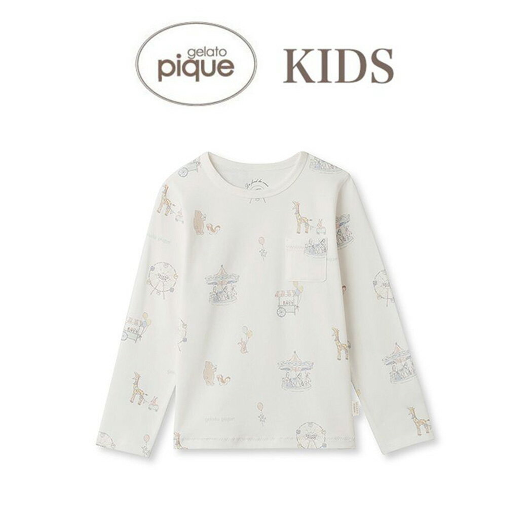 gelato pique kids ジェラートピケ KIDS キッズ メリーゴーランド柄プルオーバー pkct241445 ジェラピケ トップス ルームウェア パジャマ 子供服 ロンT 長袖 親子 リンクコーデ お揃い 誕生日 ギフト プレゼント セレクト雑貨ムー