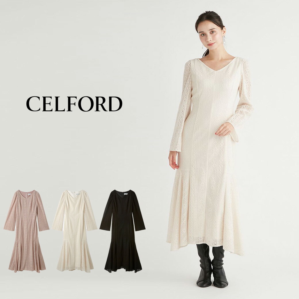CELFORD セルフォード ブラッシュレースワンピース cwco245054 レディース ドレス ロングワンピース ロング丈 上品 女子会 デート 食事会 式典 同窓会 オケージョン 2024冬 セレクト雑貨ムーのサムネイル