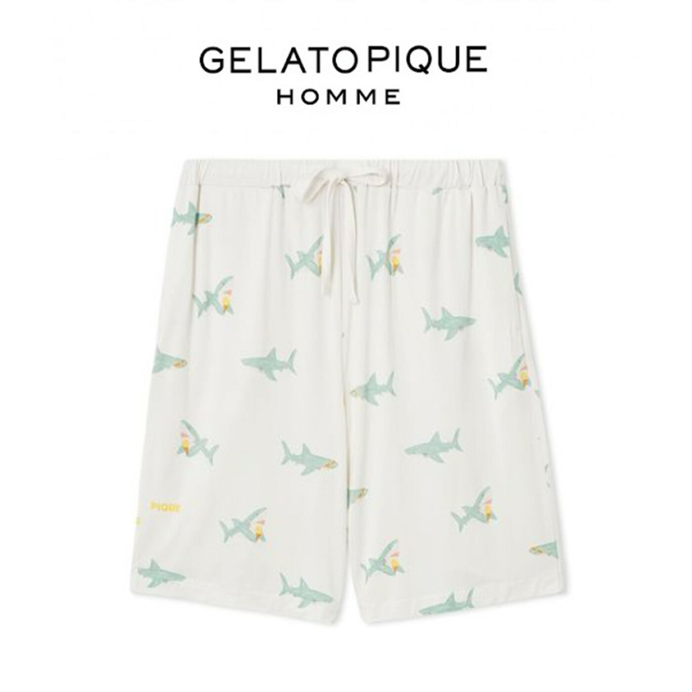 ジェラートピケ オム GELATO PIQUE HOMME 接触冷感 SHARK柄ハーフパンツ pm