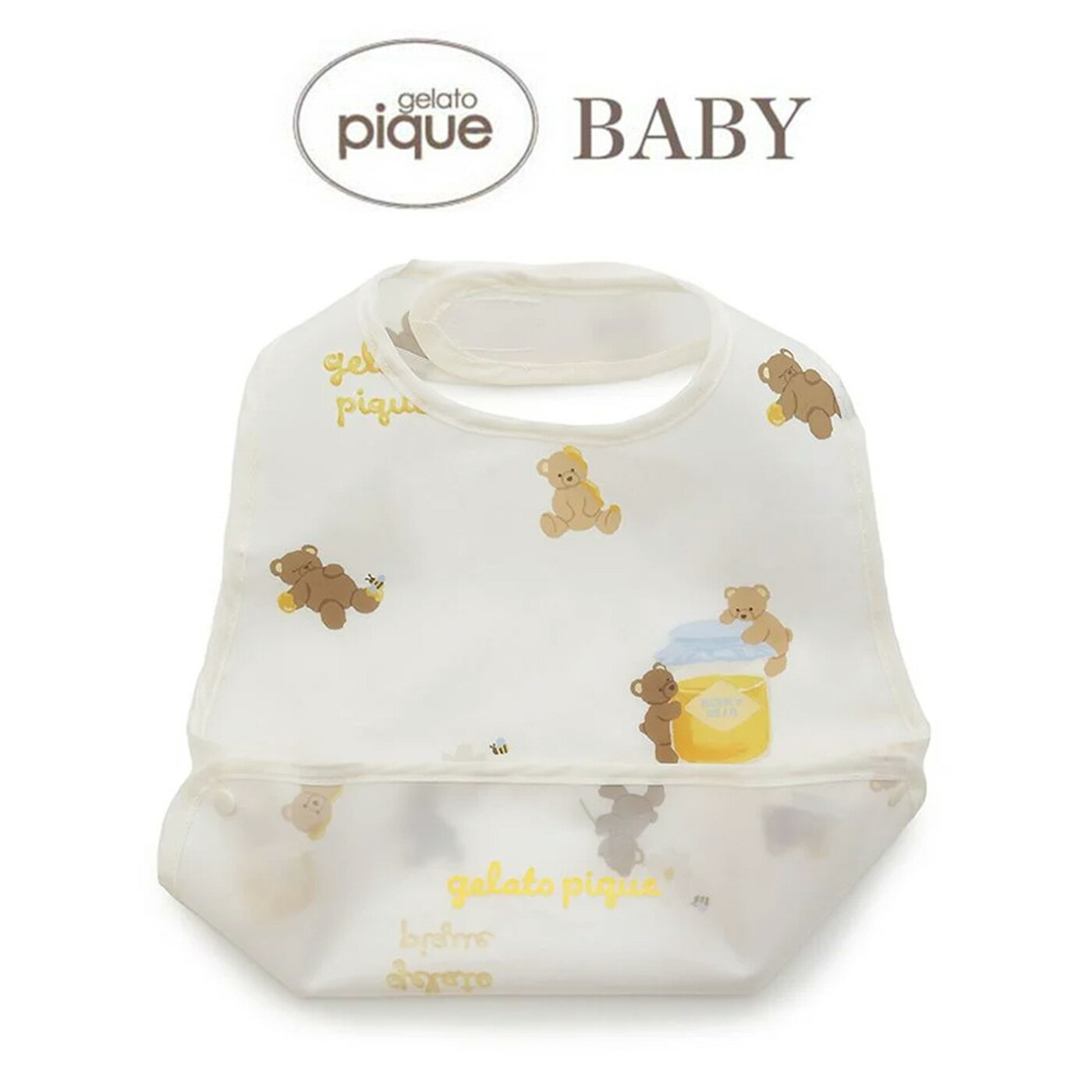 ジェラートピケ ベビー gelato pique BABY はちみつベア柄お食事エプロン pbgg254469 ジェラピケ スタイ よだれかけ 離乳食 赤ちゃん 出産祝い 2025秋 ギフト プレゼントにおすすめ セレクト雑貨ムーのサムネイル