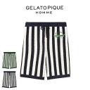 SALE20%OFF ジェラートピケ オム GELATO PIQUE HOMME エアリーモコ ストライプショートパンツ phnp252910 メンズ ルームウェア 部屋着 パジャマ 2025夏 ギフト プレゼントにおすすめ セレクト雑貨ムー