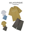 ジェラートピケ オム GELATO PIQUE HOMME 接触冷感 クールレーヨンロゴTシャツ&ハーフパンツセット pmct254918 ジェラピケ メンズ ...