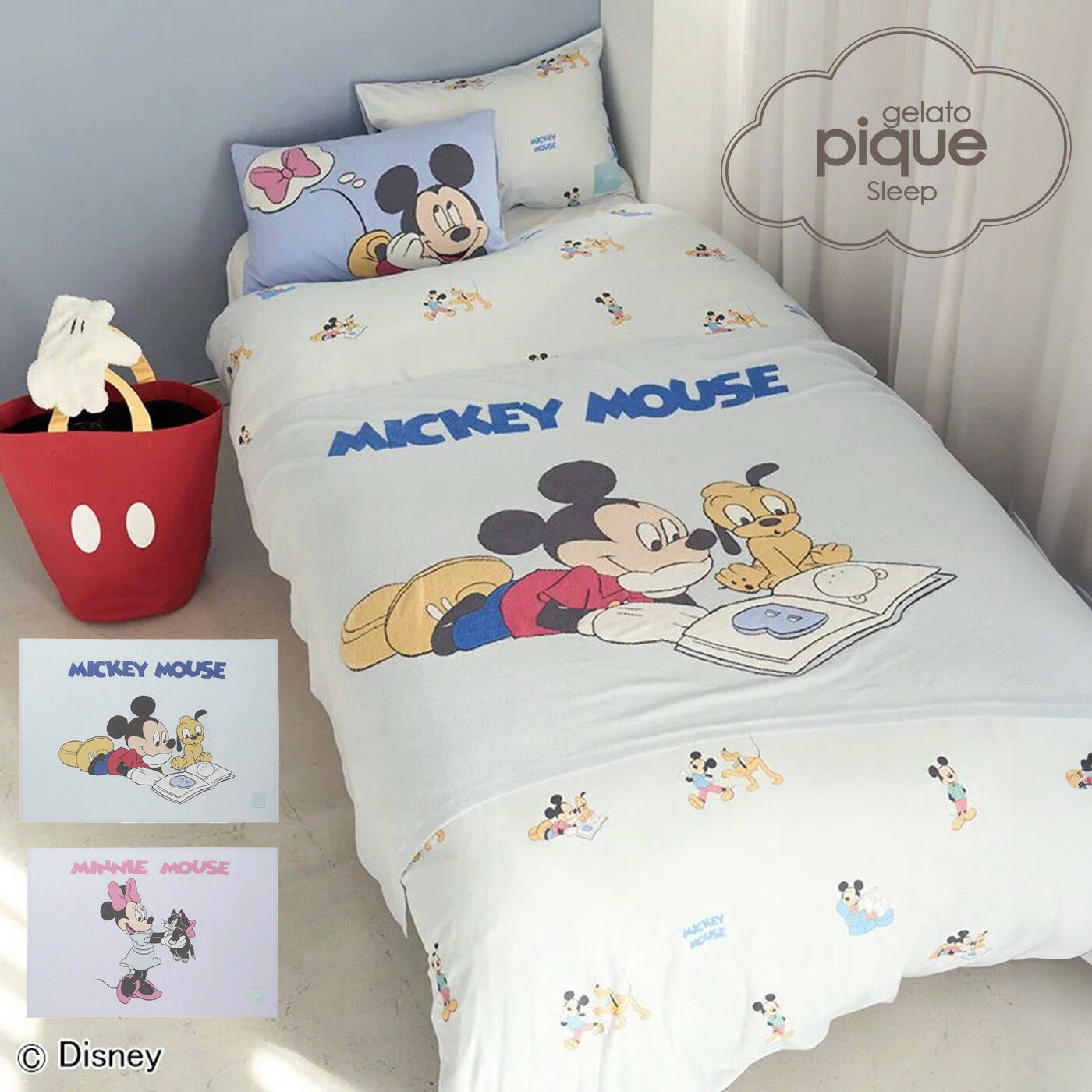 ジェラートピケ gelato pique Sleep Mickey&Minnie ジャガードハーフケット psgg252811 ジェラピケ Disney ディズニー ブランケット 肌掛け 寝具 毛布 ※BOXラッピング不可 2025夏 ギフト プレゼント セレクト雑貨ムーのサムネイル