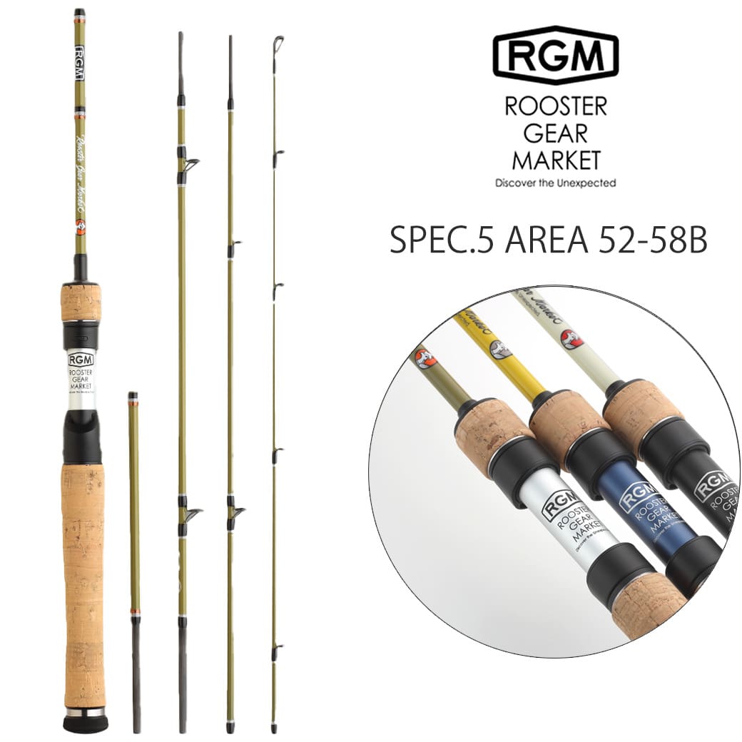 楽天セレクト雑貨ムーRGM（ルースター ギア マーケット） RGM spec.5 AREA 52-58B ベイトロッド Line （~6lb.） Lure （~5g） 渓流 エリアトラウト 管理釣り場 釣りキャンプ コンパクトロッド ROOSTER GEAR MARKET セレクト雑貨ムー