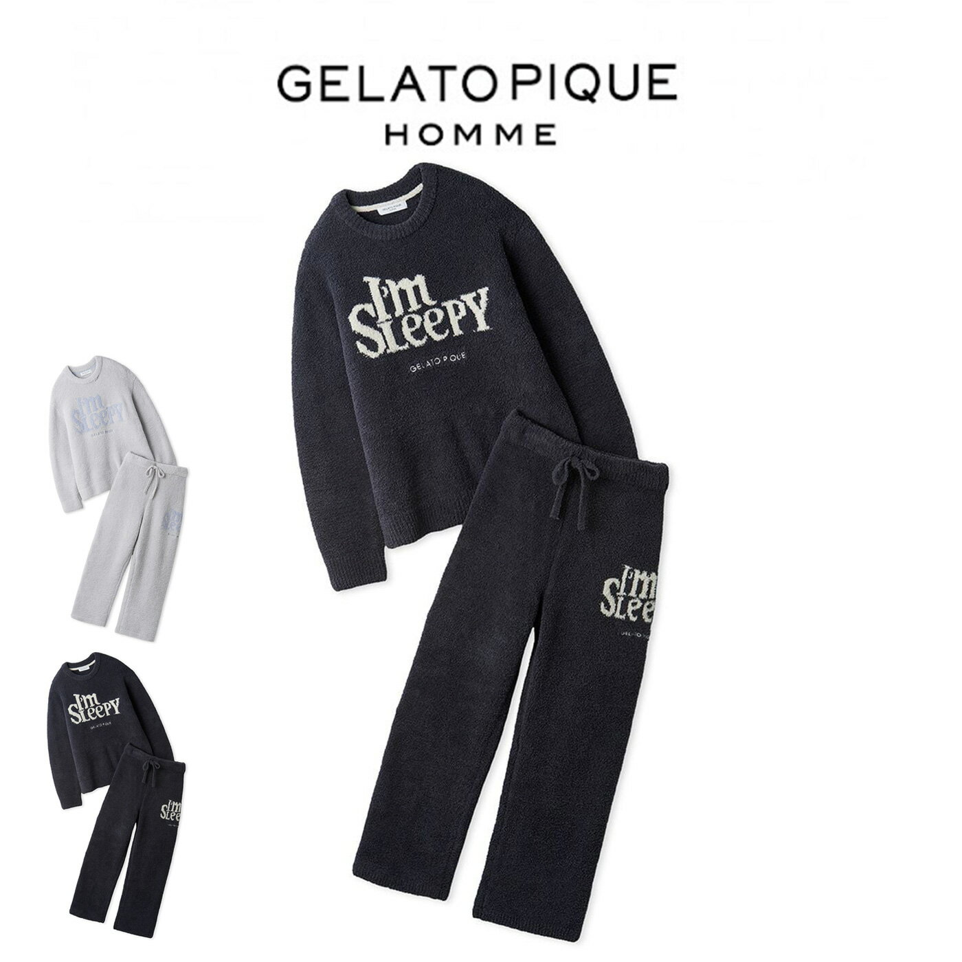 楽天セレクト雑貨ムー（日曜日ポイント最大10倍）ジェラートピケ オム GELATO PIQUE HOMME パウダースリーピーロゴジャガードプルオーバー＆ロングパンツセット pmnt255043 メンズ 部屋着 ルームウェア 上下セット パジャマ 2025冬 ギフト プレゼントにおすすめ セレクト雑貨ムー