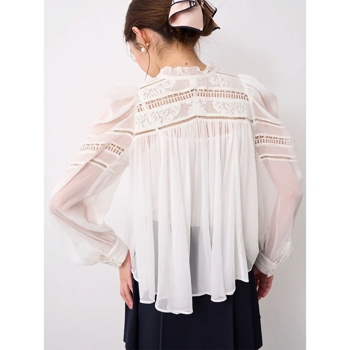 SALE30%OFF スナイデル SNIDEL 楊柳シフォンブラウス swfb251075 レディース 透け感 レース 無地トップス セレクト雑貨ムー