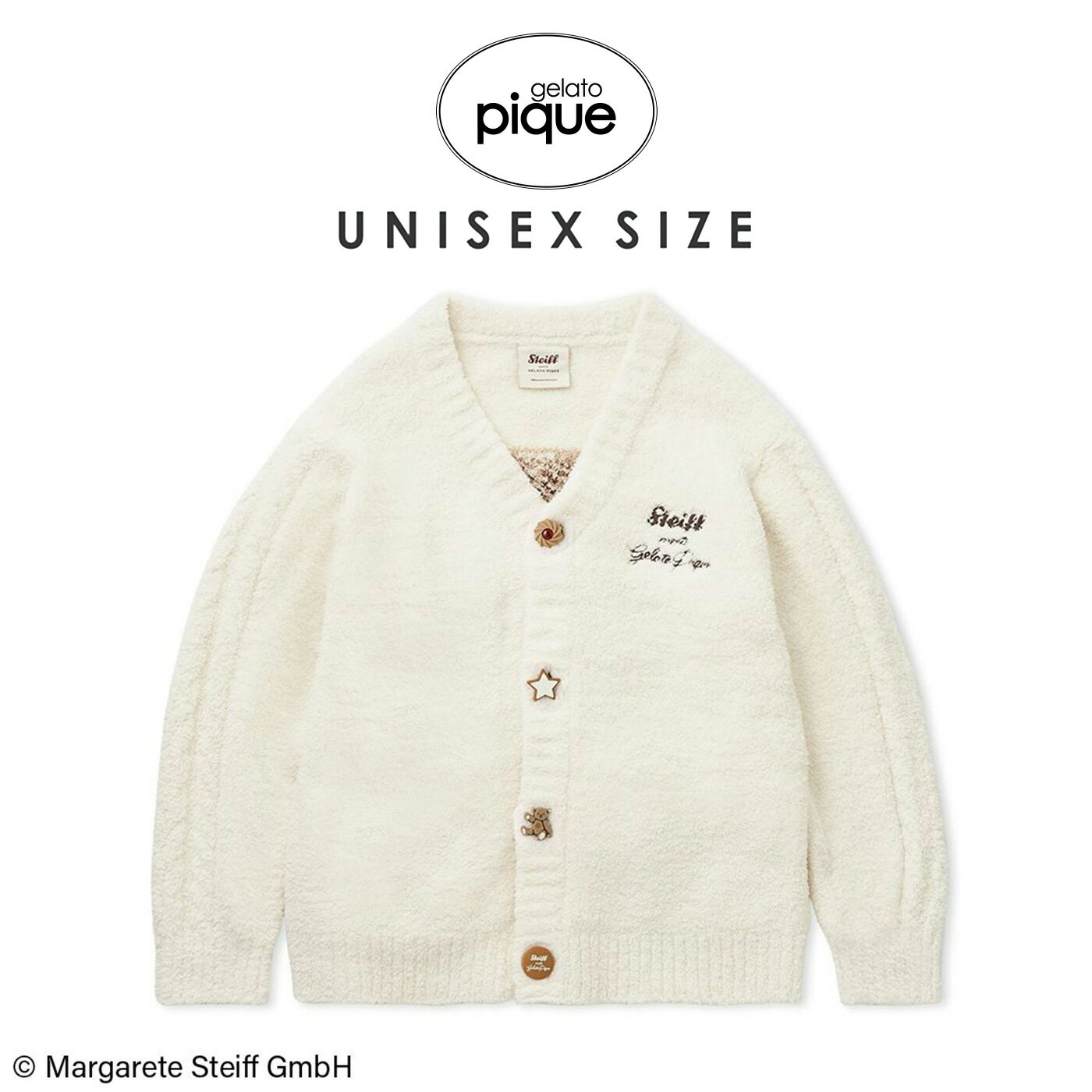 ジェラートピケ gelato pique Steiff UNISEX パウダージャガードカーディガン punt255037 ユニセックス ジェラピケ ルームウェア 部屋着 パジャマ クリスマス 2025冬 ギフト プレゼントにおすすめ セレクト雑貨ムーのサムネイル