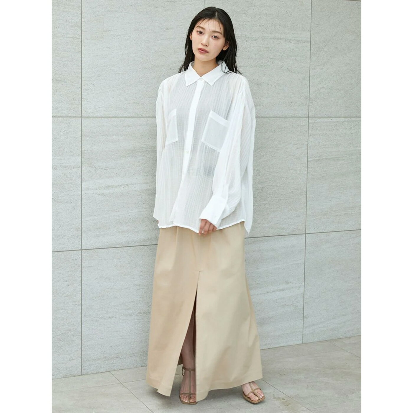 SALE50%OFF スナイデル SNIDEL シアープリーツシャツ swfb252103 レディース トップス 透け感 オーバーサイズ 長袖 シワ感 リラクシー セレクト雑貨ムー