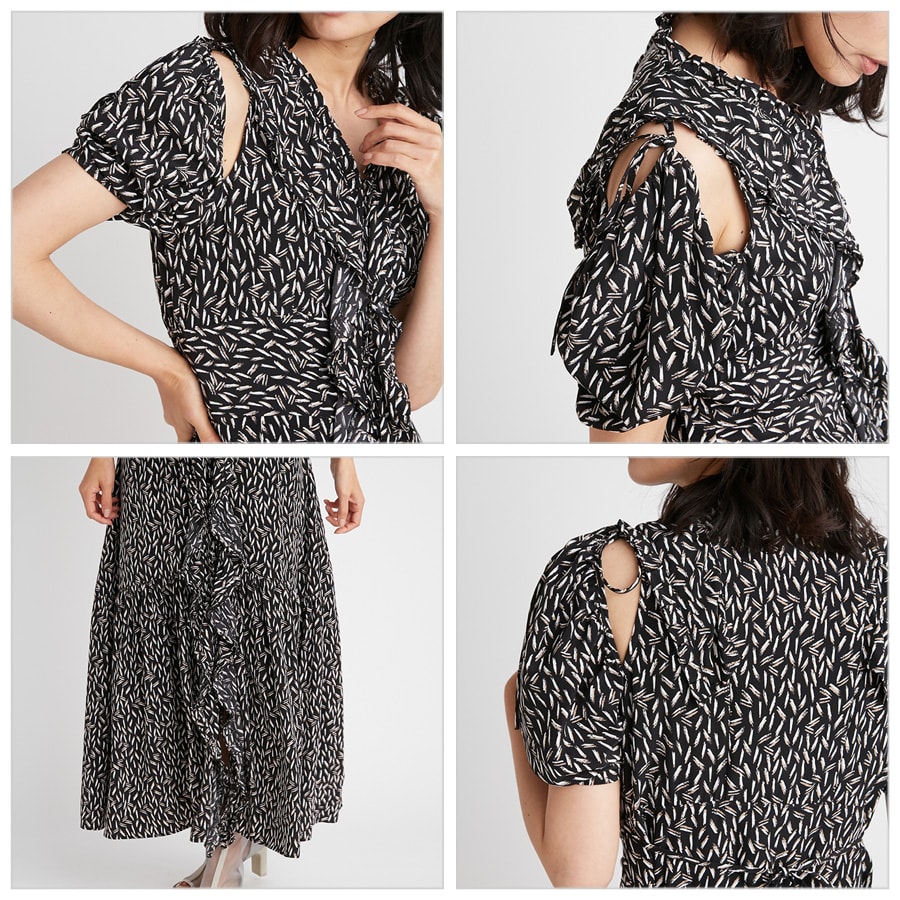 (SALE50%OFF) SNIDEL スナイデル フリルオーバーワンピース swfo221151 レディース ドレス ロング フェミニン バルーンスリーブ フレア セール