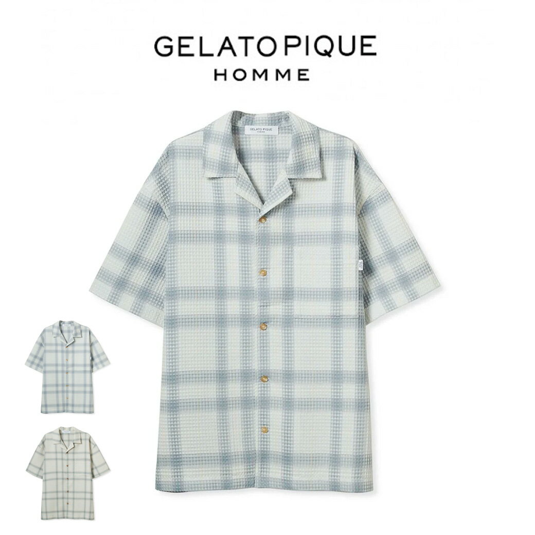 ジェラートピケ パジャマ メンズ GELATO PIQUE HOMME ジェラートピケ オム チェック柄ワッフルシャツ pmft242939 メンズ トップス 部屋着 ルームウェア パジャマ 半袖 爽やか ギフト プレゼントにおすすめ 2024夏 セレクト雑貨ムー