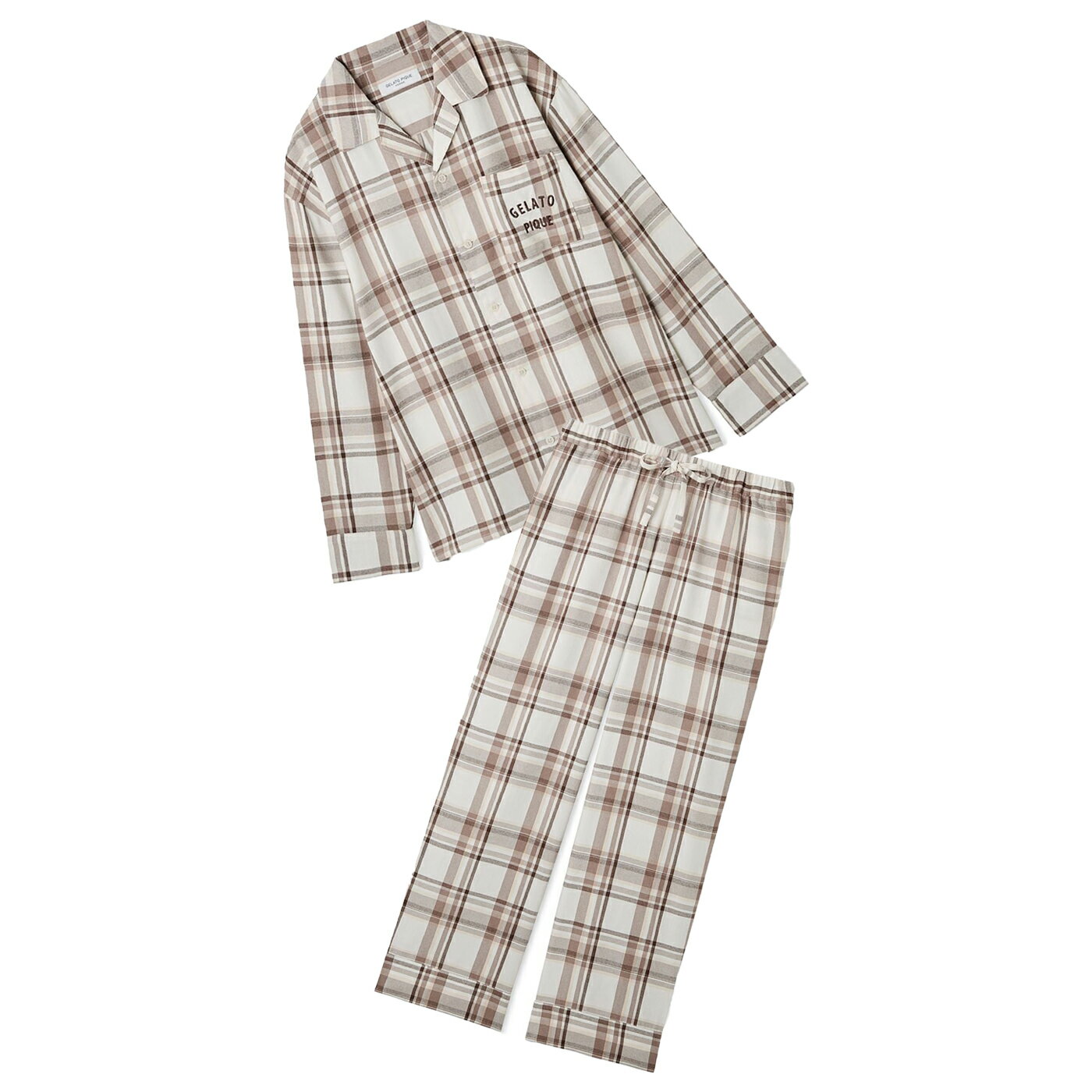 ジェラートピケ　チェック柄　上下セット　新品未使用　ジェラピケ pz1039-03_1.jpg