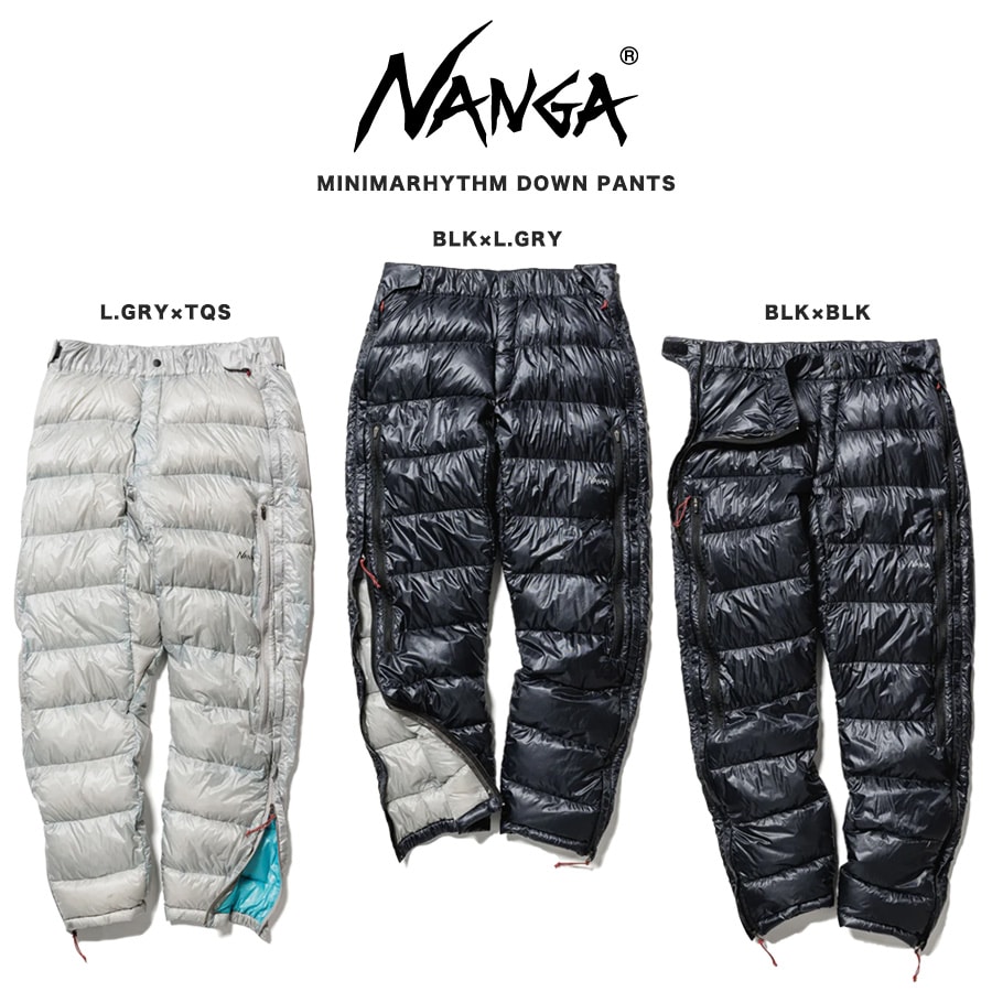 NANGA ナンガ MINIMARHYTHM DOWN PANTS/ミニマリスムダウンパンツ 超撥水加工 釣り アウトドア 冬キャンプ 雪中キャンプ 雪遊び スパニッシュダックダウン770FP セレクト雑貨ムー