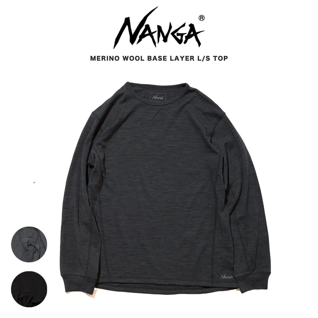 NANGA ナンガ MERINO WOOL BASE LAYER L/S TOP / メリノウールベースレイヤーロングスリーブトップ カットソー アウトドア ギフトにおすすめ セレクト雑貨ムー