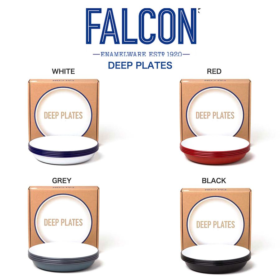 FALCON ファルコン ホーロー DEEP PLATES ディーププレート 深皿プレート4枚セット 琺瑯 ホーロー食器 ラシックデザイン キャンプ アウトドア BBQ インテリア ギフトにおすすめ セレクト雑貨ムーのサムネイル