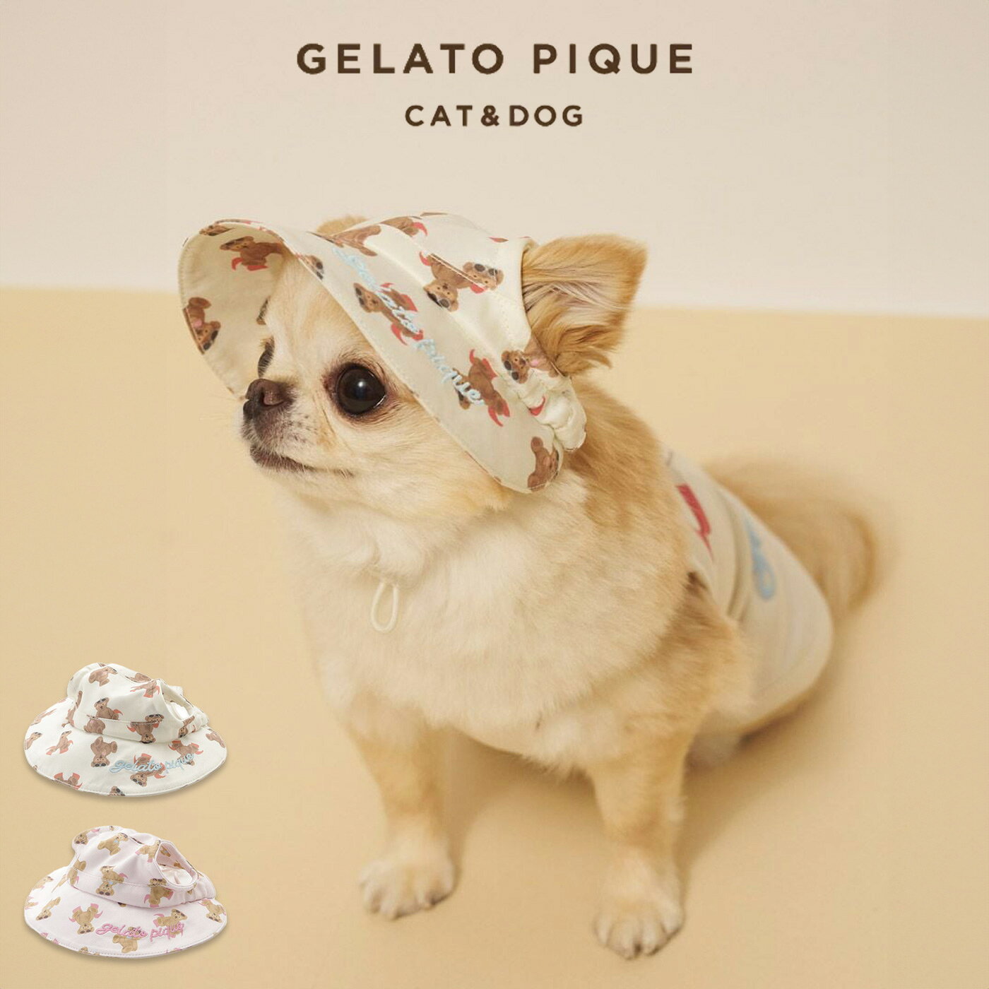 SALE30%OFF ジェラートピケ gelato pique CAT&DOG サマーベア柄ハット pagh262583 ジェラピケ 犬用 帽子 日差し対策 顎紐付き 散歩 お出かけ ドックウェア プレゼントにもおすすめ セレクト雑貨ムー