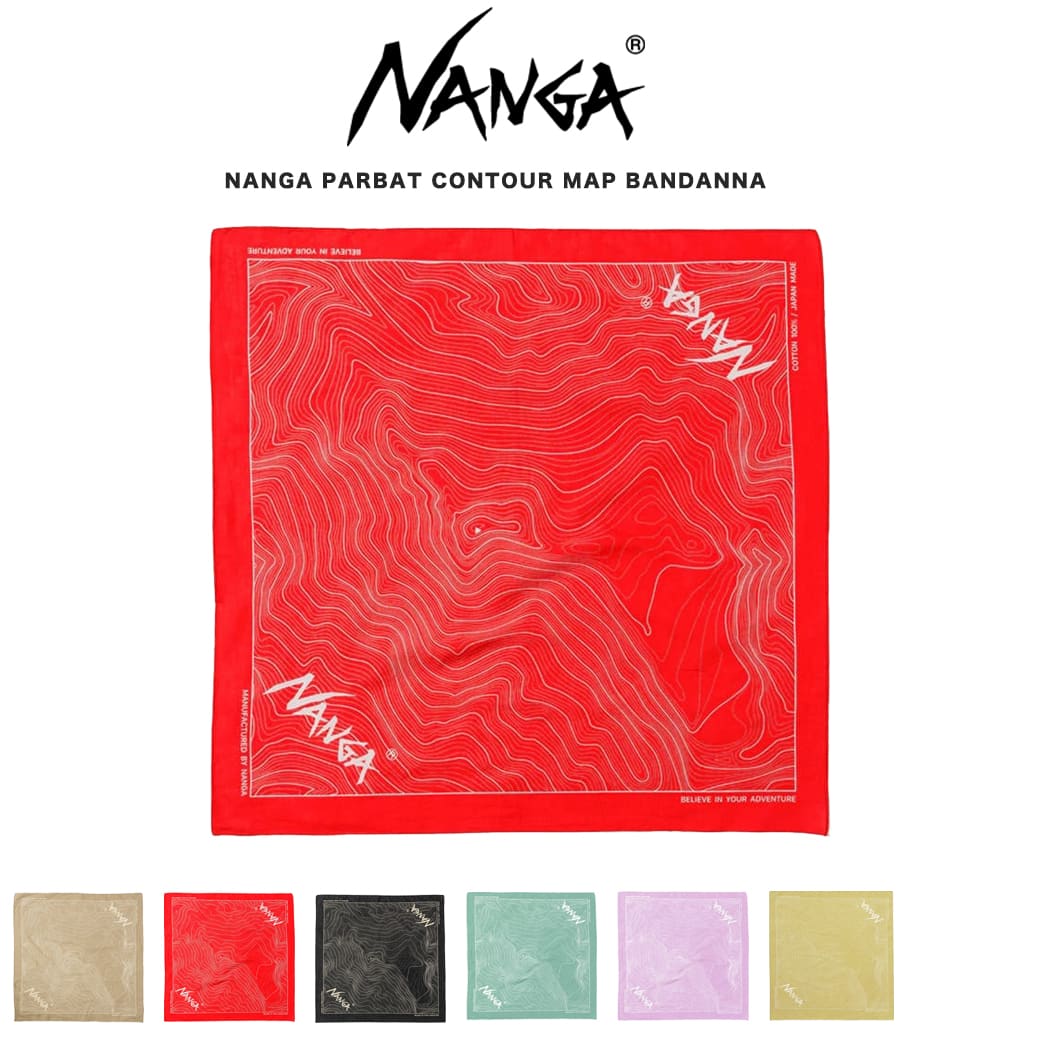 NANGA PARBAT CONTOUR MAP BANDANNA ナンガ パルバット コントアーマップ 等高線マップ柄 バンダナ キャンプ アウトドア 釣り コーディネート お弁当包み ギフトにオススメ セレクト雑貨ムー