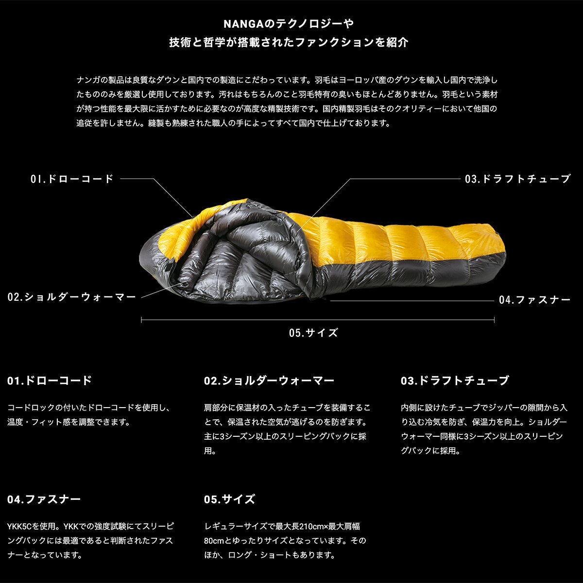 NANGA UDD BAG 810DX LONG ロングサイズ(高機能ダウン770FP)(身長185cmまで)ナンガ ダウンシュラフ 寝袋 総重量1280g 羽毛超撥水加工 厳冬期環境対応 冬キャンプ 雪中キャンプ 快適使用温度-7℃ 下限温度-13℃【P10】 selectzakkamu-10037685 セレクト雑貨ムー サンプル画像2