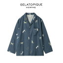 GELATO PIQUE HOMME ジェラートピケ オム ネコ柄シャツ pmft241323 ジェラピケ メンズ パジャマ ルームウェア トップス 部屋着 猫好き ねこ CAT ペアコーデ 新生活 ギフト プレゼント 2024春 セレクト雑貨ムー