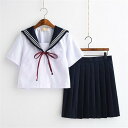 セーラー服 半袖 学生服コスチューム 女子高生 制服 上下セット 3点セット セーラー服 ミニスカート 半袖 長袖 シャツ ブラウス コスチューム コスプレ コスプレ衣装cos コスS/M/L/XL/2XLサイズ 大きいサイズ