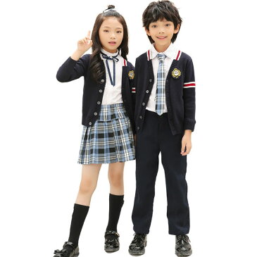 卒業式 スーツ セーラー 女の子 フォーマル 男の子 スーツ ジュニア 小学生 制服 上下セット フォーマル スクールカーディガン 学生服 スカート 長袖 コットン カーディガン シャツ ブラウス 児童 幼稚園・発表会・演出服 スーツ セット 子供タキシード ニット