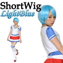 コスプレ 衣装 セクシー 仮装 ウィッグ ショート 001O ライトブルー耐熱180度 ショートヘア コスプレ用カツラ エクステ 女装グッズ【あす楽】 通販 1