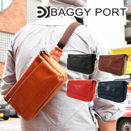 バギーポート ミニショルダーバッグ メンズ 【ポイント10倍】BAGGYPORT バギーポート グローブレザー×6号帆布 ボディバッグ YNM-207 鞄 本革 牛革 日本製 国産 キャンバス メンズ レディース ユニセックス ブランド 小さめ 送料無料 黒 茶色 オレンジ 黄色 赤 紺色 青 緑 プレゼント ギフト