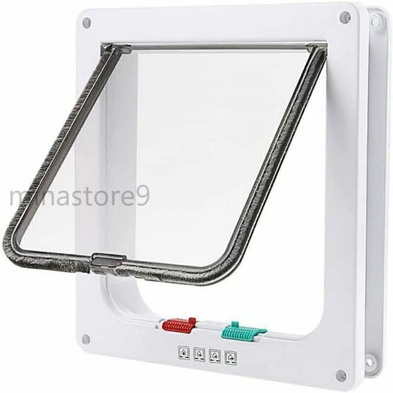 犬猫出入り口 ロック 取り付け簡単!愛犬専用のペットドア ペット用扉 フリー、出入の4種切替 自由自在 壁の厚みに合わせてセットできる 犬猫の出入り口に最適 猫...