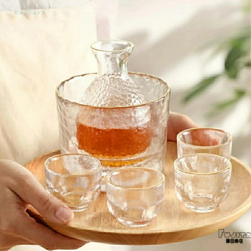 【ギフトボックス付】酒器セット 6点 冷酒器 耐熱ガラス製 徳利 杯 おちょこ 冷酒...