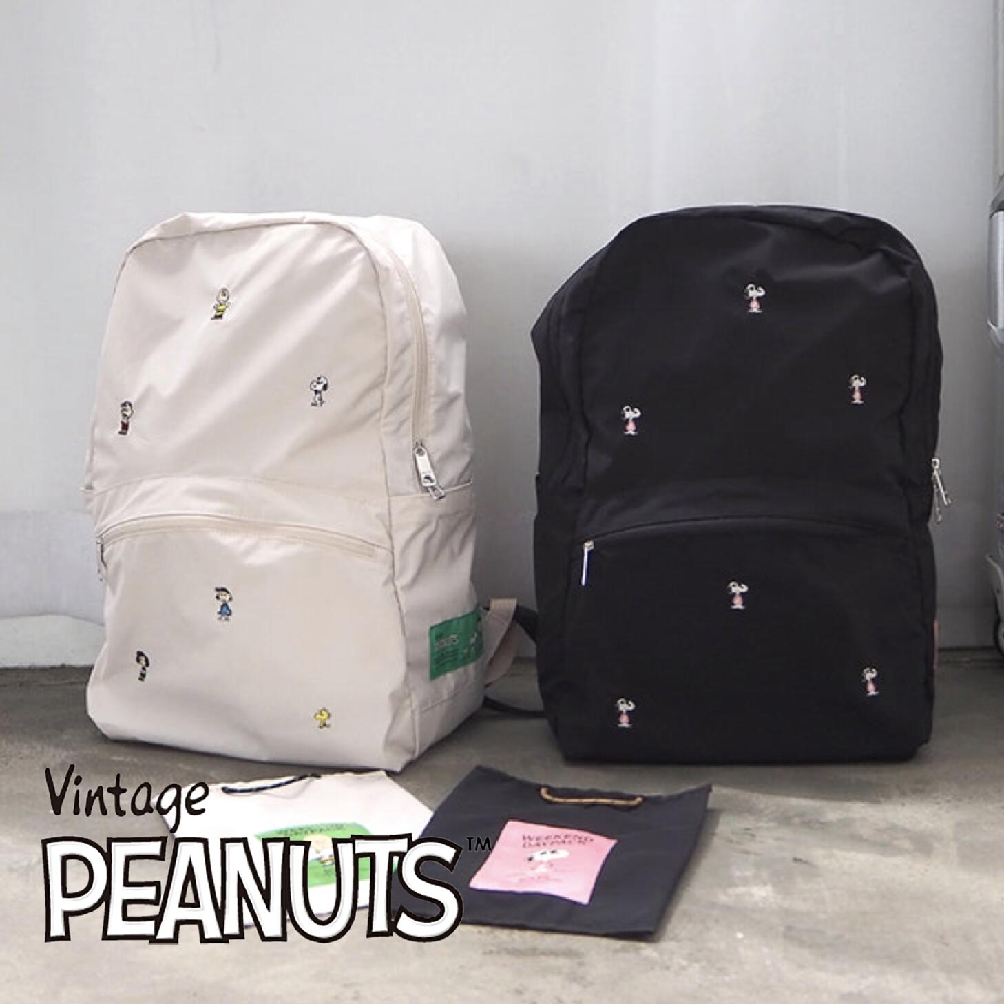 スヌーピー Peanuts リュック SOLEIL ソレイユ エコバッグ ウィークエンド デイパック 旅行 出張 コン..