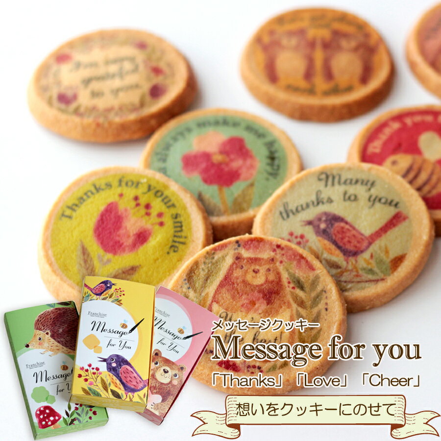 メッセージ入りのお菓子 プチギフト プリントクッキー【Message for you】 メッセージ入りクッキー お菓子 ギフト プレゼント 手土産 焼き菓子 お取り寄せスイーツ かわいい 日頃の感謝の気持ちや励まし、大好きな想いを込めた オシャレな贈り物 計3枚入り フランシーズ