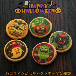 お配り用におすすめ ハロウィン かぼちゃクッキー 可愛いお化けやカボチャをプリントしたクッキー 配布用 お配りプチギフト フランシーズのプリントクッキー 焼き菓子 10枚入り/5種/個包装