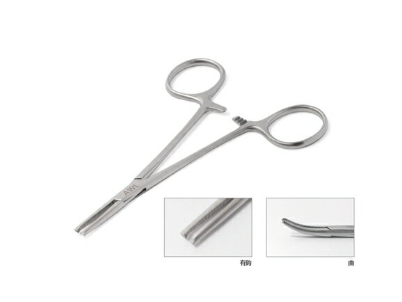 モスキート止血鉗子 - 125mm 曲 有鈎 1袋/1本入 AWL