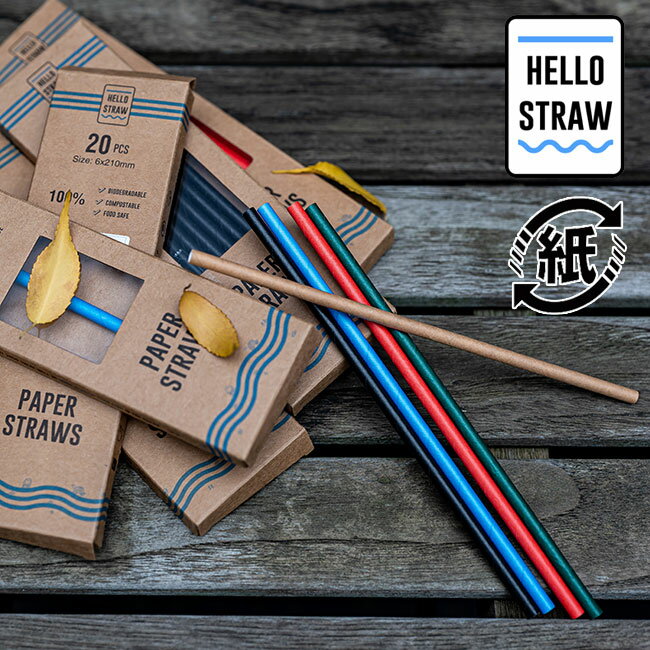 ペーパーストロー Hello Straw ハローストロー 20本セット 紙ストロー エコ 紙【ゆうパケットなら4個迄送料200円】