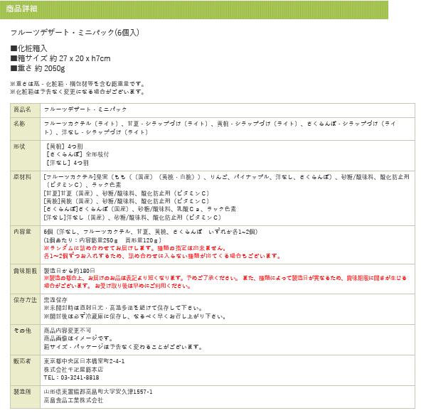 日本橋 千疋屋総本店 公式　フルーツデザート・ミニパック 6個入