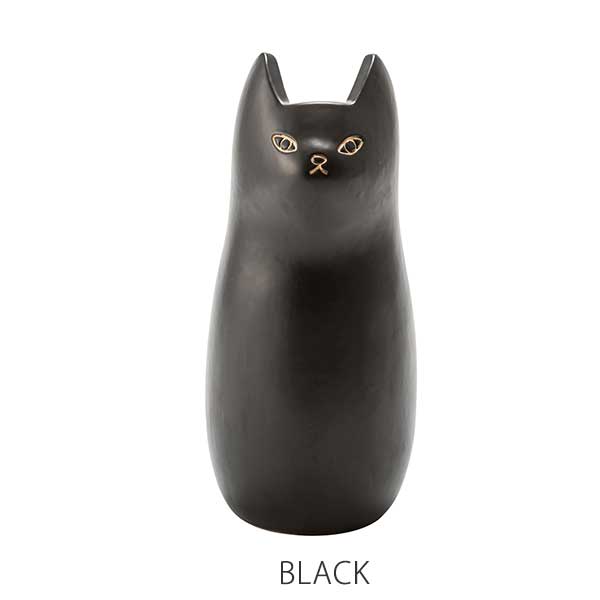 かわいい猫のシルエット 陶製 傘立て / 陶器 アンブレラスタンド おしゃれ 安い ホワイト ブラック 白 黒 モダン スリム 猫 動物