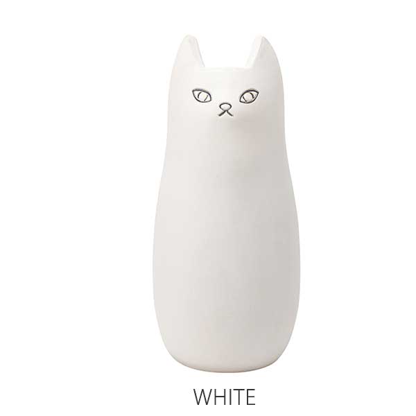 かわいい猫のシルエット 陶製 傘立て / 陶器 アンブレラスタンド おしゃれ 安い ホワイト ブラック 白 黒 モダン スリム 猫 動物 [2]