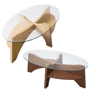 対角線上の棚が便利でおしゃれ　オーバル ローテーブル ガラス テーブル ノグチ風 激安 センターテーブル ガラス リビングテーブル 楕円 オーバル 安い ガラス天板 棚付き 格安 おしゃれ 幅105 105 ソファー用テーブル