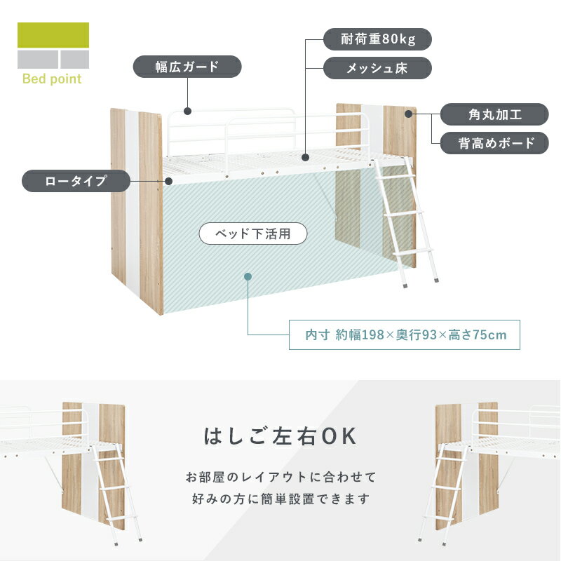 秘密基地風 システムベッド 3点セット 【送料無料】 ロフトベッド 子供 ロータイプ 机付き デスク付き 収納 ランドセルラック 木製 ミドル 子供用ベッド おしゃれ かわいい 子供部屋　 家具セット キッズベッド ジュニアベッド