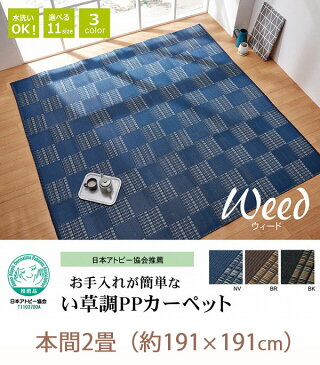 日本アトピー協会推薦 い草調 PPカーペット 本間 2畳 (約191×191cm)【送料無料】 夏用カーペット センターラグ プラスチック おしゃれ 洗える 夏用 ラグマット 安い 激安 日本製 格安 国産