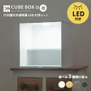 LED付き コレクションケース キューブボックスα 改 ひな壇付き 主電源タイプ フィギュアケース 段差式 卓上 木製 アクリルふた フロントパネル フラップ扉 コレクションラック コレクションボ…