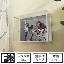 壁掛け コレクションケース Fケース スリム・ヨコ型 背面ミラー ディスプレイケース 飾り棚 壁付け アクリルケース フィギュアケース おしゃれ アクリル