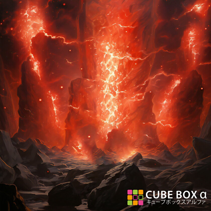 【CBA CBH 専用背面デザインシート】 赤いオーラ 闘気 炎上 火炎 火柱 落雷 エフェクト 背景 岩石 燃焼..