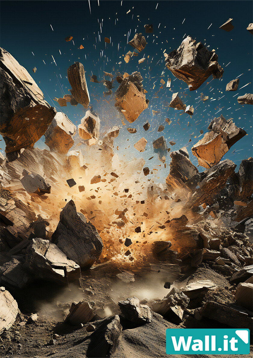 【Wall.it A4 フィギュアディスプレイケース専用背面デザインシート 縦向】 発破 岩盤 爆破 ダイナマイ..