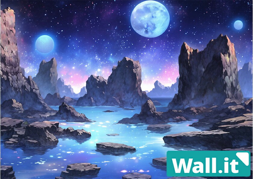 【Wall.it A4 フィギュアディスプレイケース専用背面デザインシート 横向】 惑星 宇宙 星空 海 夜空