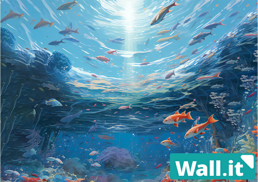 【Wall.it A4 フィギュアディスプレイケース専用背面デザインシート 横向】 海中 熱帯魚 風景 水族館 アクアリウム 水中 サンゴ スキューバダイビング 海底