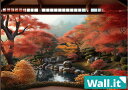 【5日★全品10%OFFクーポン★枚数限定】 【Wall.it A4 フィギュアディスプレイケース専用背面デザインシート 横向】 秋 日本庭園 和風 和室 風景 紅葉 もみじ 池 縁側 風景 寺 お屋敷 時代劇 茶室