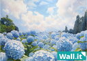 【1日★全品10%OFFクーポン★枚数限定】 【Wall.it A4 フィギュアディスプレイケース専用背面デザインシート 横向】 アジサイ畑 ブルー 青 晴天 ...