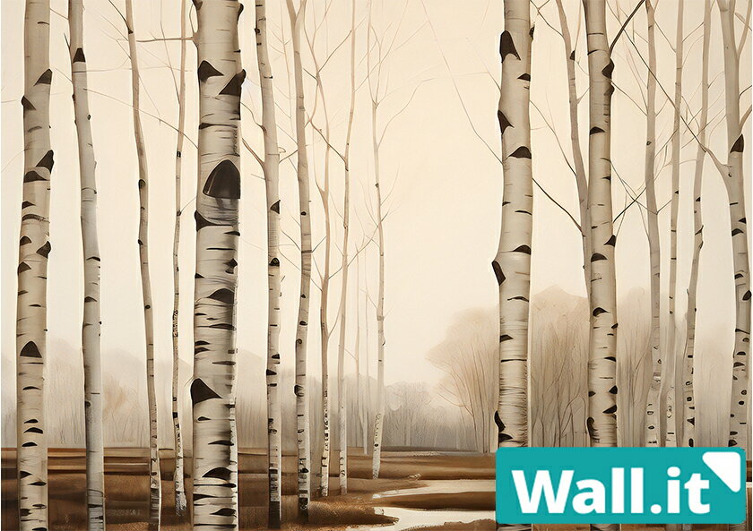 【Wall.it A4 フィギュアディスプレイケース専用背面デザインシート 横向】 白樺 池 湖 風景 曇り 冬 林 木立 平原 推し活 収納
