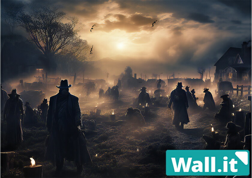 【Wall.it A4 フィギュアディスプレイケース専用背面デザインシート 横向】 農場 夕方 夕焼け 荒野 畑 ..